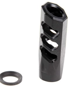 F1 Firearms 5.56 Angle Faced Compensating Black Nitride Muzzle Brake for Enhanced Recoil Control