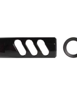F1 Firearms 5.56 Flat Faced Compensating Black Nitride Muzzle Brake for Enhanced Recoil Control