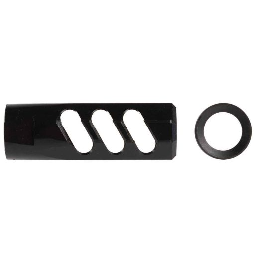 F1 Firearms 5.56 Flat Faced Compensating Black Nitride Muzzle Brake for Enhanced Recoil Control